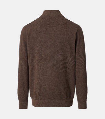 Casa Moda Half Zip Knitted Sweater 677 - Walnut