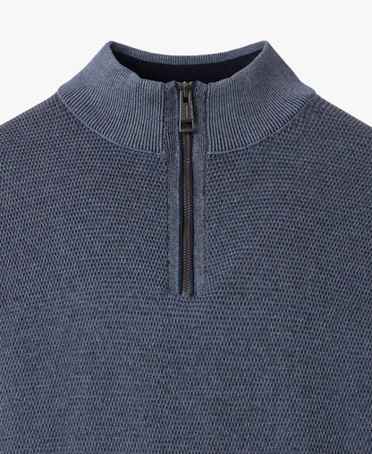 Casa Moda Troyer Knitted Half Zip Sweater 741 - Blue