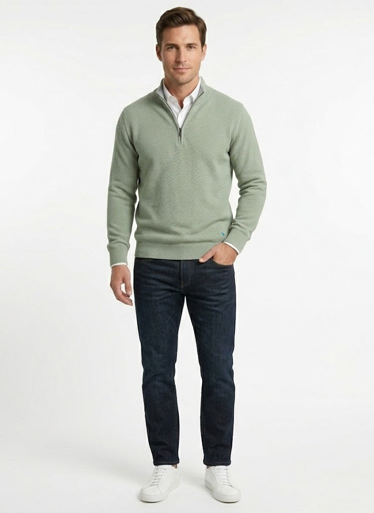 Daniel Grahame Half Zip Casual Sweater 30 - Light Green