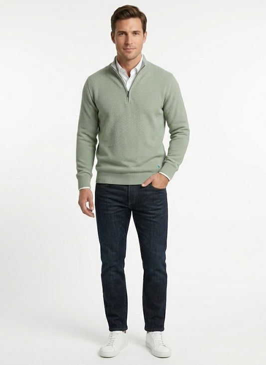 Daniel Grahame Half Zip Casual Sweater 30 - Light Green