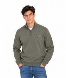 Lyle & Scott Cotton Loopback 1/4 Zip Sweatshirt - Khaki Ash