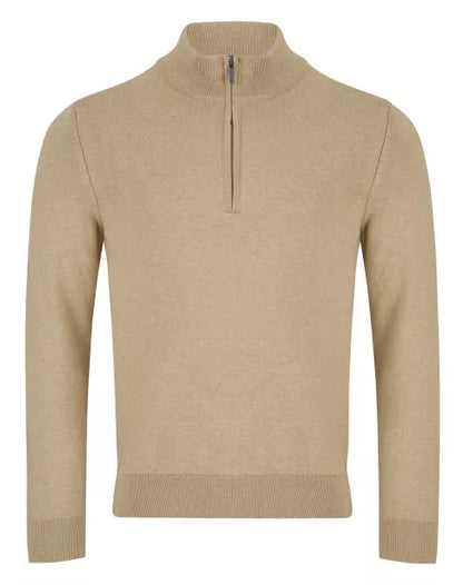 Daniel Grahame Half Zip Casual Sweater 41 - Light Brown