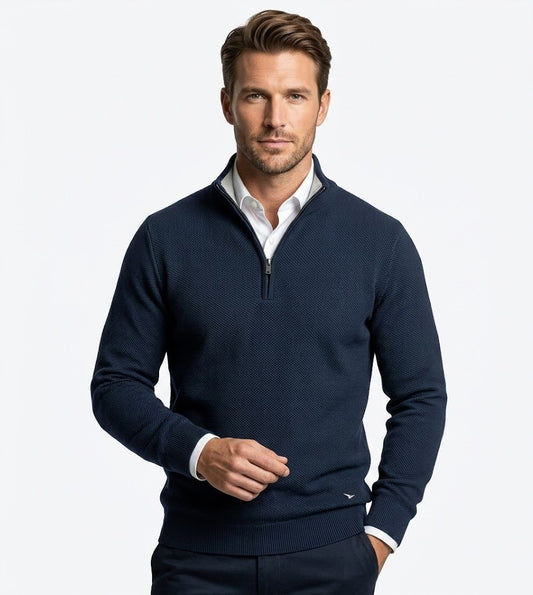 Daniel Grahame Half Zip Casual Sweater 29 - Navy