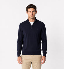 Casa Moda Half Zip Knitted Sweater 105 - Navy