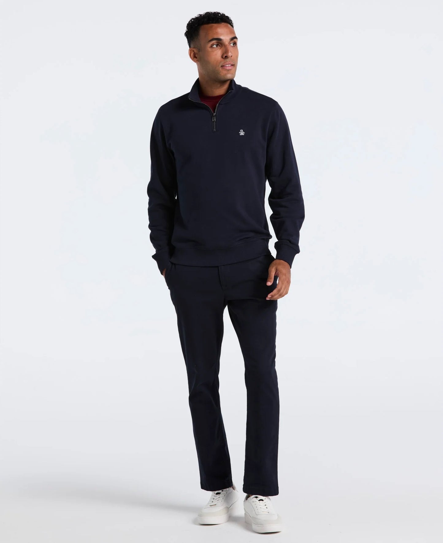 Original Penguin Sticker Pete Half Zip Sweatshirt - Dark Sapphire