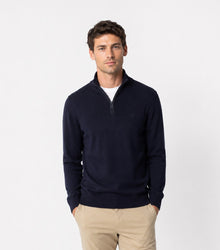 Casa Moda Half Zip Knitted Sweater 105 - Navy
