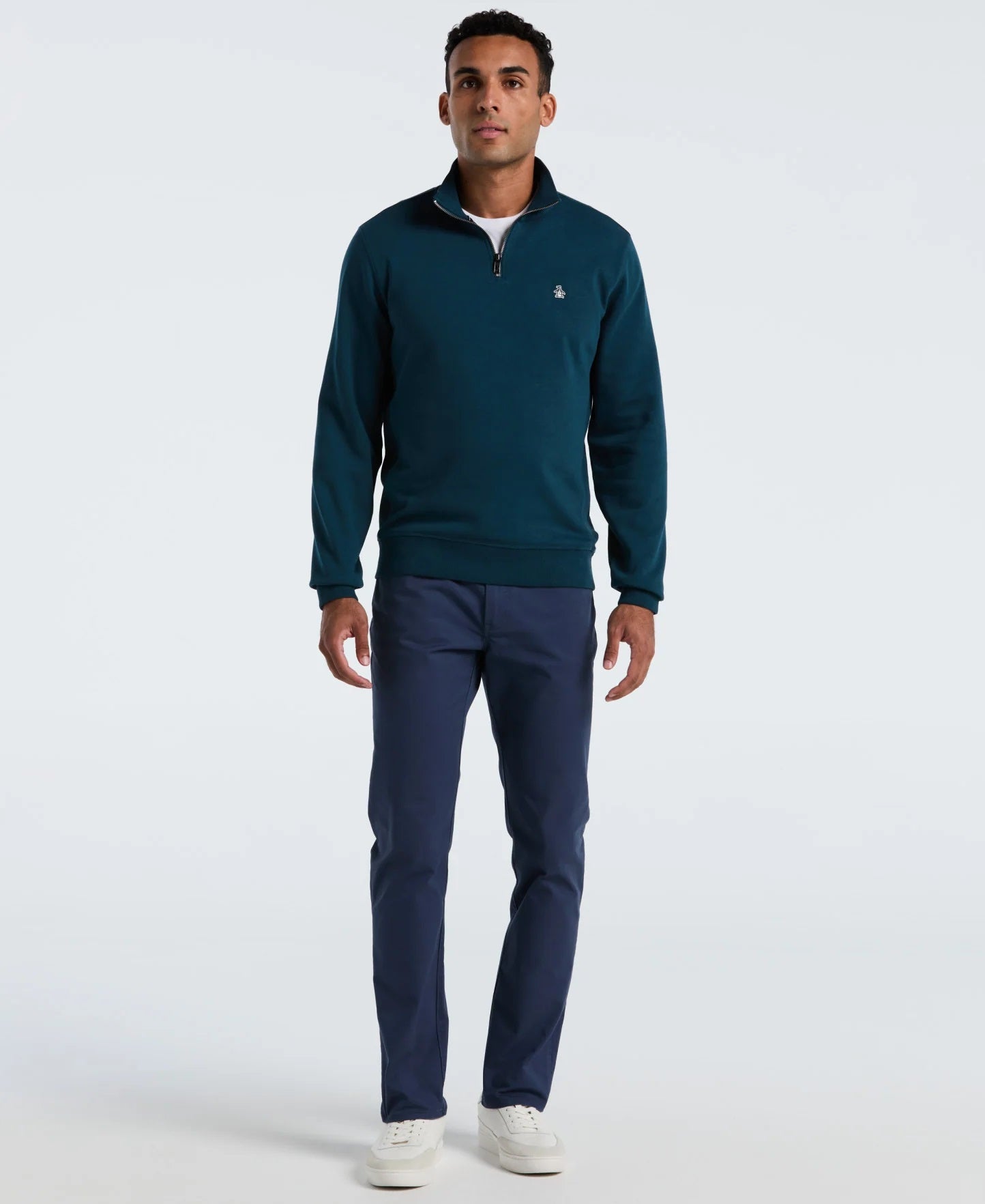 Original Penguin Sticker Pete Half Zip Sweatshirt -Reflecting Pond