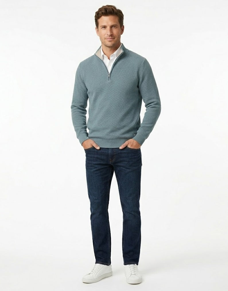 Daniel Grahame Half Zip Casual Sweater 26 - Aqua