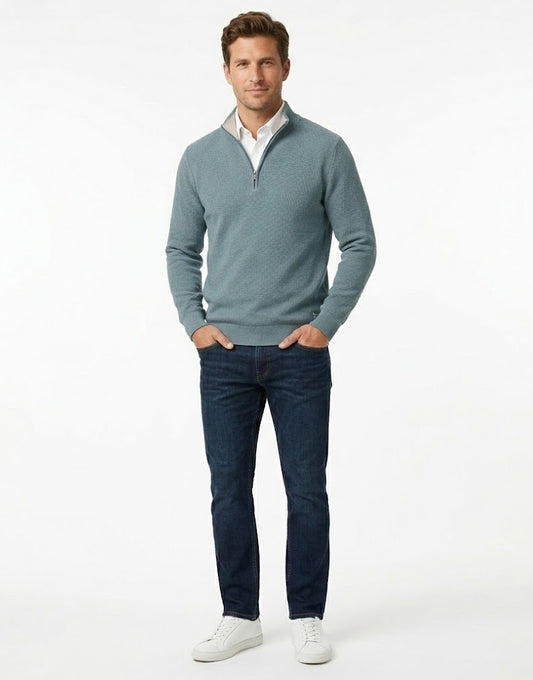 Daniel Grahame Half Zip Casual Sweater 26 - Aqua