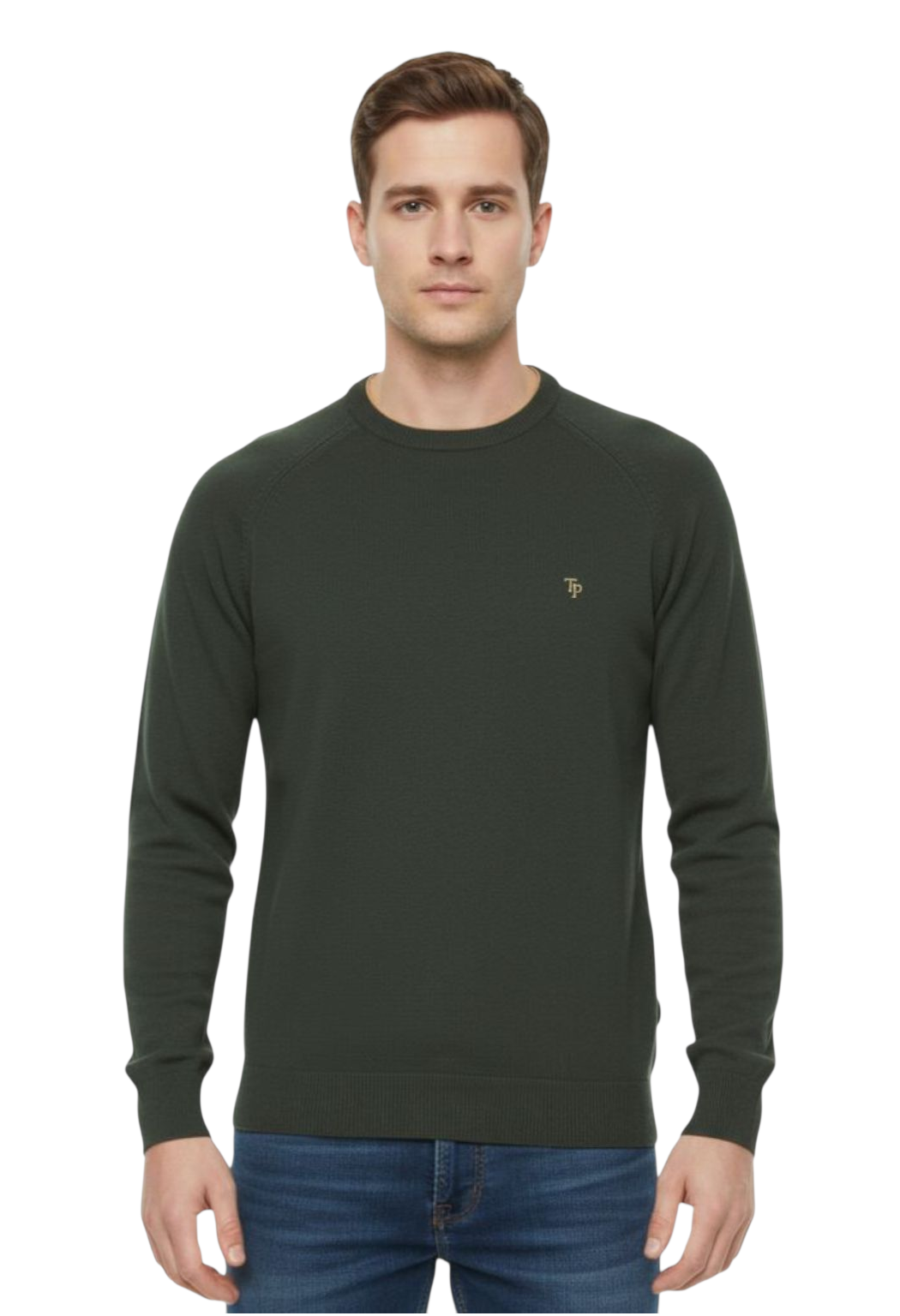 Tom Penn Crew Neck Sweater - Dark Khaki