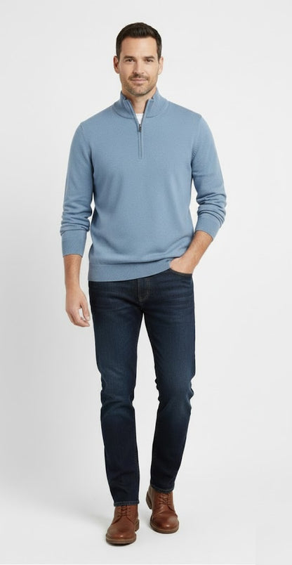Daniel Grahame Half Zip Casual Sweater 22 - Blue