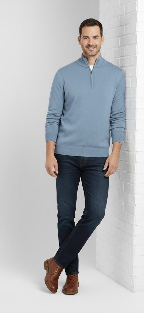 Daniel Grahame Half Zip Casual Sweater 22 - Blue