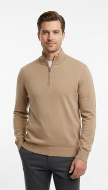 Daniel Grahame Half Zip Casual Sweater 41 - Light Brown