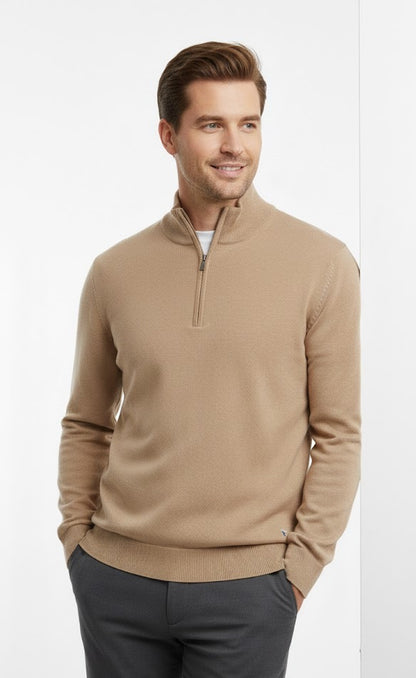 Daniel Grahame Half Zip Casual Sweater 41 - Light Brown