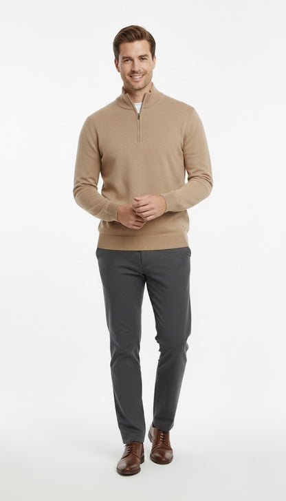 Daniel Grahame Half Zip Casual Sweater 41 - Light Brown