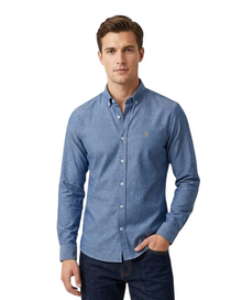 Tom Penn Long Sleeve Oxford Casual Shirt 330 - Denim