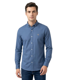 Tom Penn Long Sleeve Oxford Casual Shirt 330 - Marine