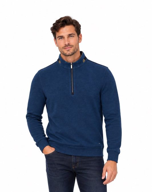 Daniel Grahame Half Zip Casual Sweater 25 - Blue