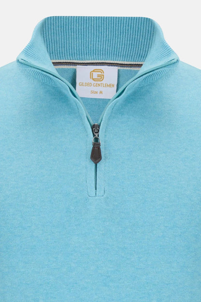 Gilded Gentlemen Harold Half Zip Sweater - Aqua