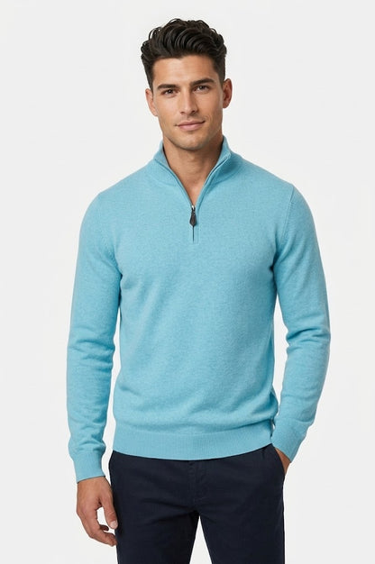 Gilded Gentlemen Harold Half Zip Sweater - Aqua