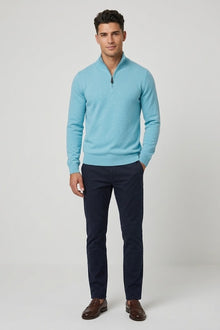 Gilded Gentlemen Harold Half Zip Sweater - Aqua
