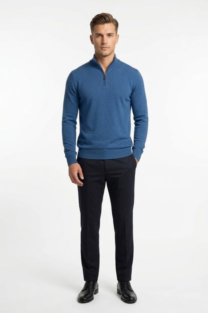 Gilded Gentlemen Harold Half Zip Sweater - Denim Ocean