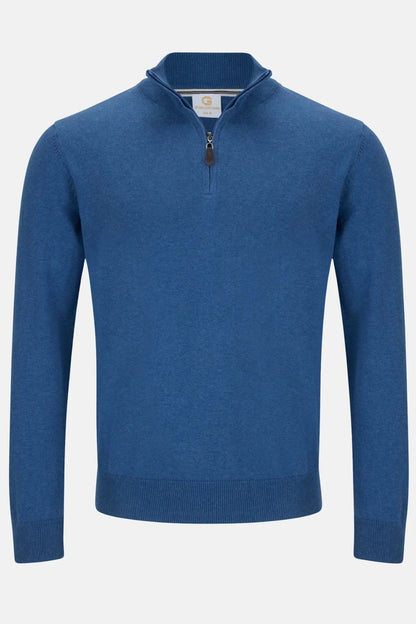 Gilded Gentlemen Harold Half Zip Sweater - Denim Ocean