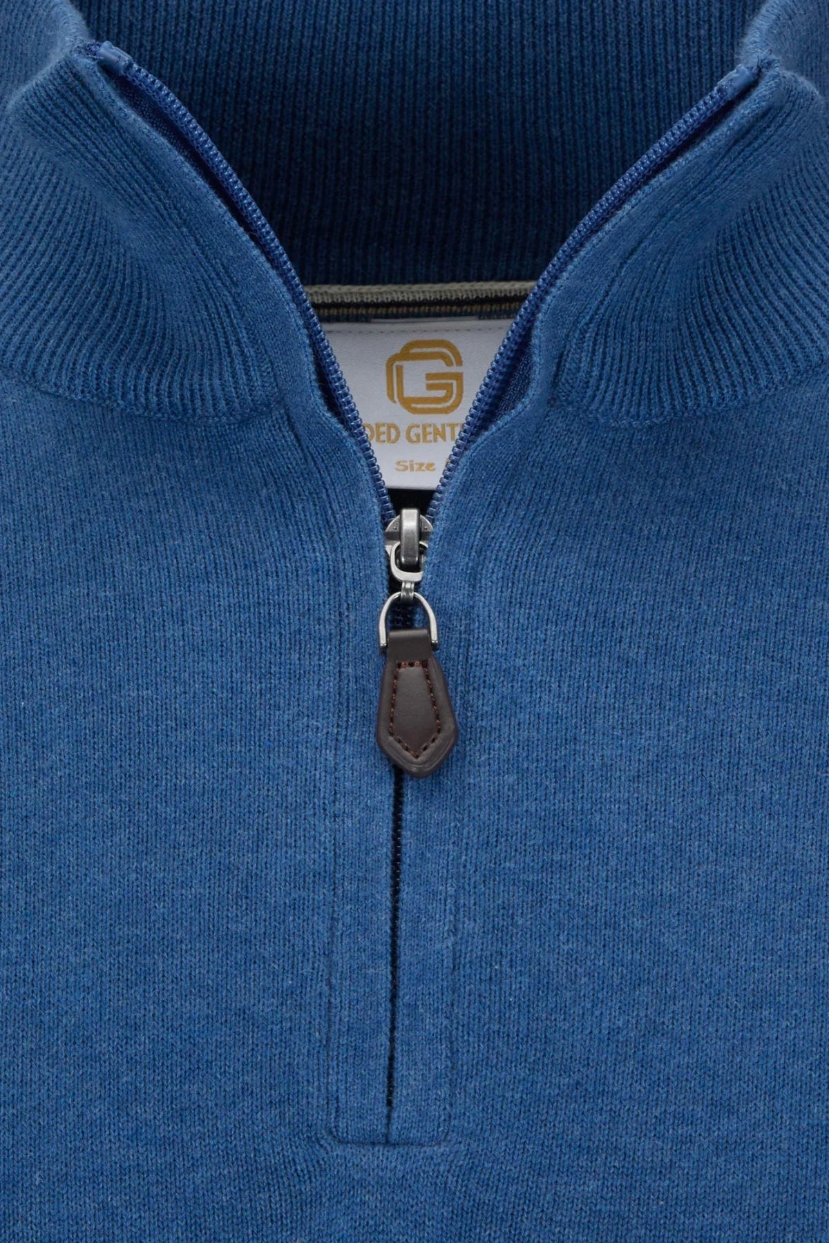 Gilded Gentlemen Harold Half Zip Sweater - Denim Ocean