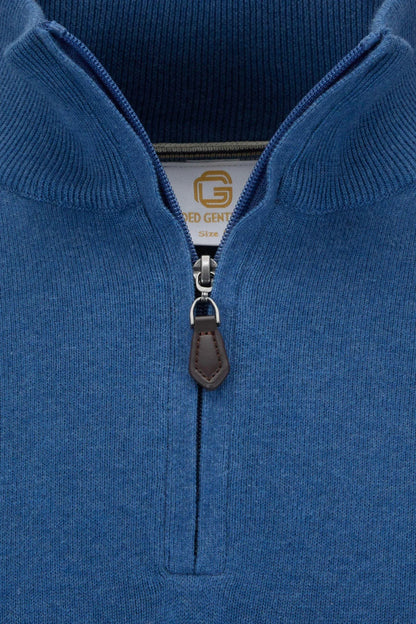 Gilded Gentlemen Harold Half Zip Sweater - Denim Ocean