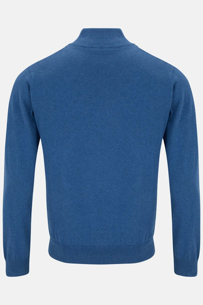 Gilded Gentlemen Harold Half Zip Sweater - Denim Ocean