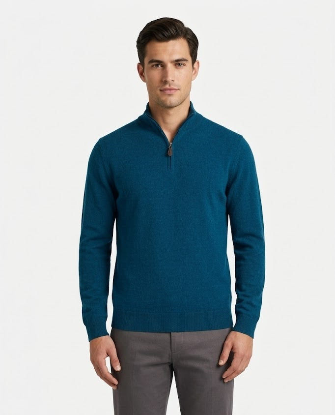 Gilded Gentlemen Harold Half Zip Sweater - Teal