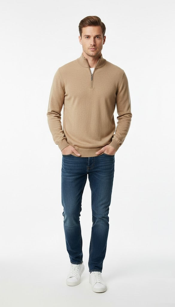 6th Sense Harry Half Zip Sweater - Amphora