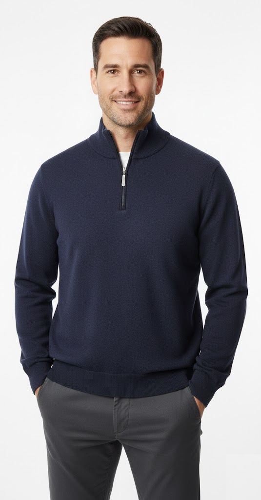 6th Sense Harry Half Zip Sweater - Navy Blazer