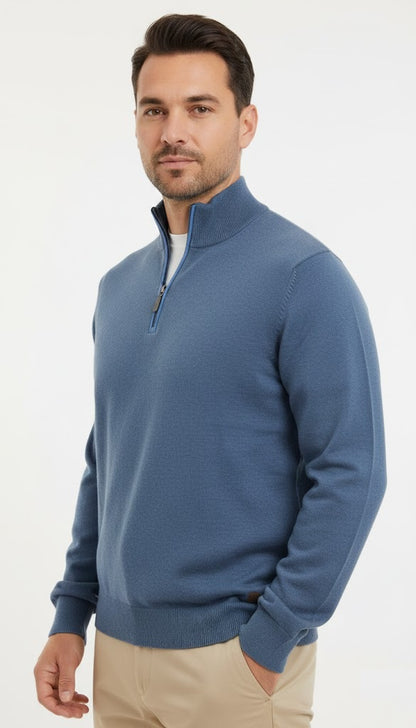 6th Sense Harry Half Zip Sweater - True Blue