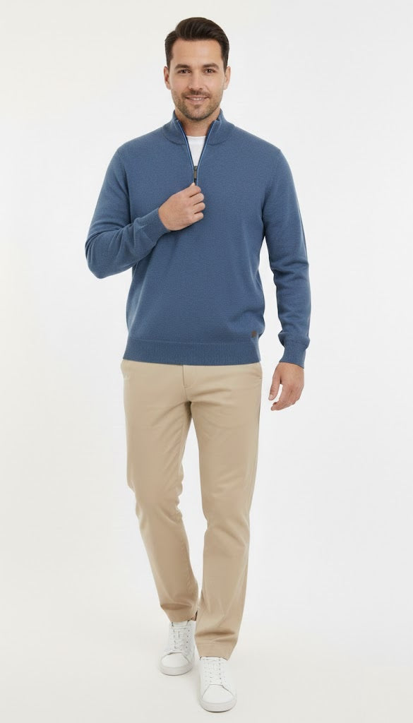 6th Sense Harry Half Zip Sweater - True Blue