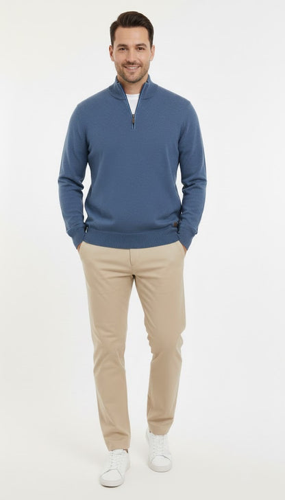6th Sense Harry Half Zip Sweater - True Blue