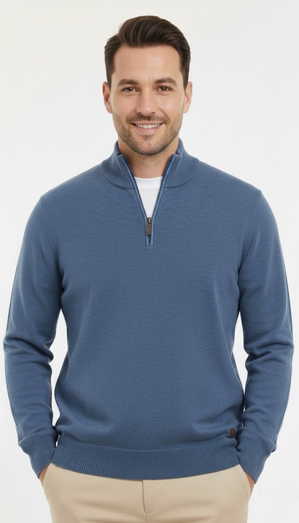 6th Sense Harry Half Zip Sweater - True Blue