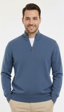 6th Sense Harry Half Zip Sweater - True Blue