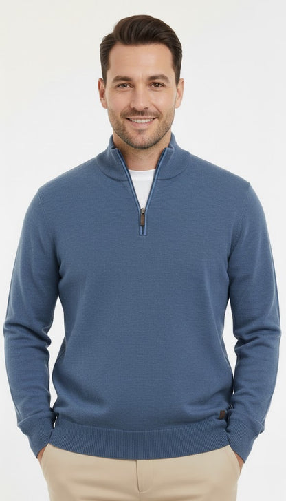 6th Sense Harry Half Zip Sweater - True Blue