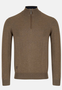 6th Sense Harry Half Zip Sweater - Chestnut