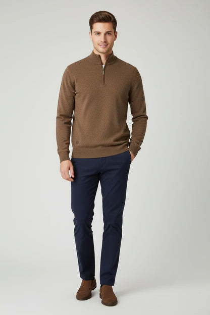 6th Sense Harry Half Zip Sweater - Chestnut