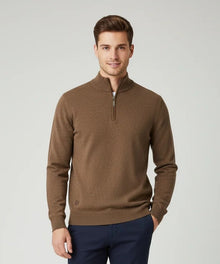 6th Sense Harry Half Zip Sweater - Chestnut
