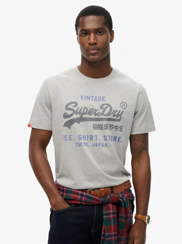Superdry Vintage Logo Heritage Relaxed T-Shirt - College Grey Marl