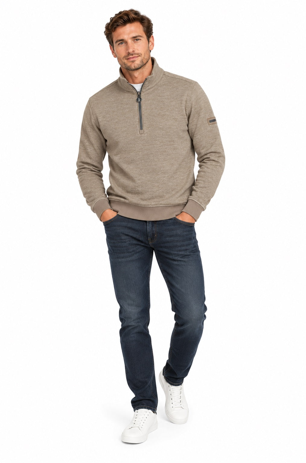 6th Sense Cloud Air Half Zip Sweatshirt - Taupe