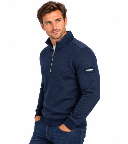6th Sense Herringbone Half Zip Sweater - Eclipse