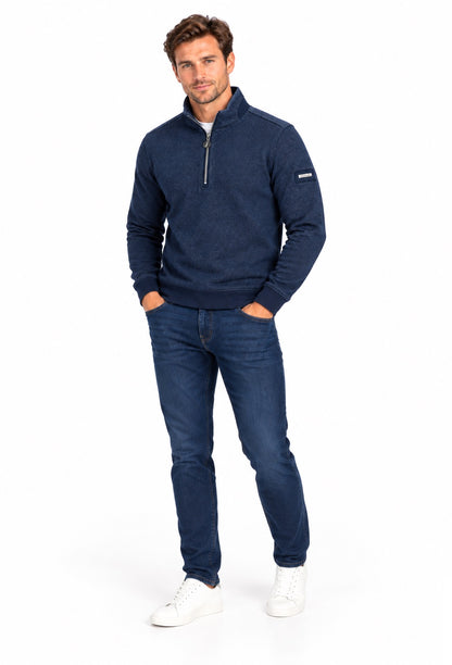 6th Sense Herringbone Half Zip Sweater - Eclipse