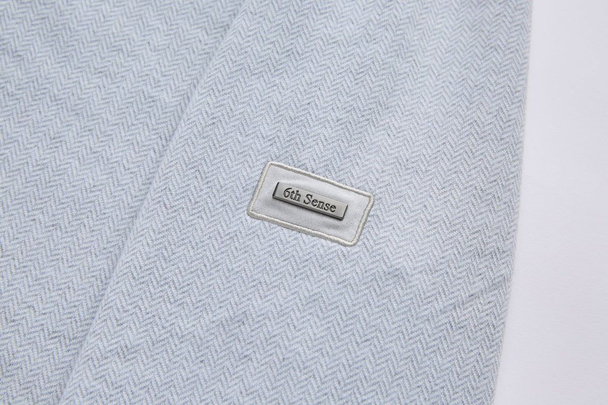 6th Sense Herringbone Half Zip Sweater - Grey