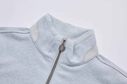 6th Sense Herringbone Half Zip Sweater - Grey