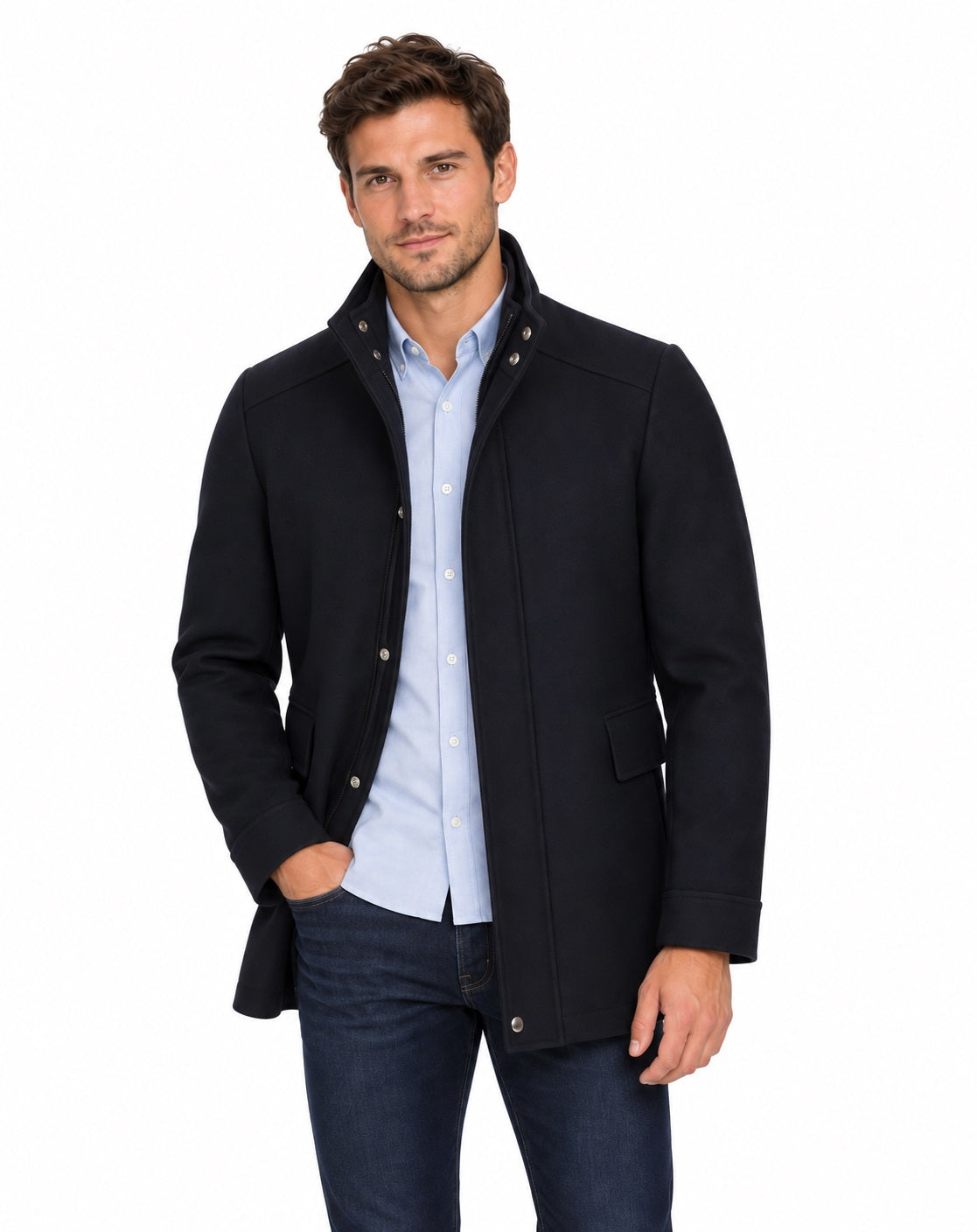 Daniel Grahame Holland Regular Fit Overcoat - Navy