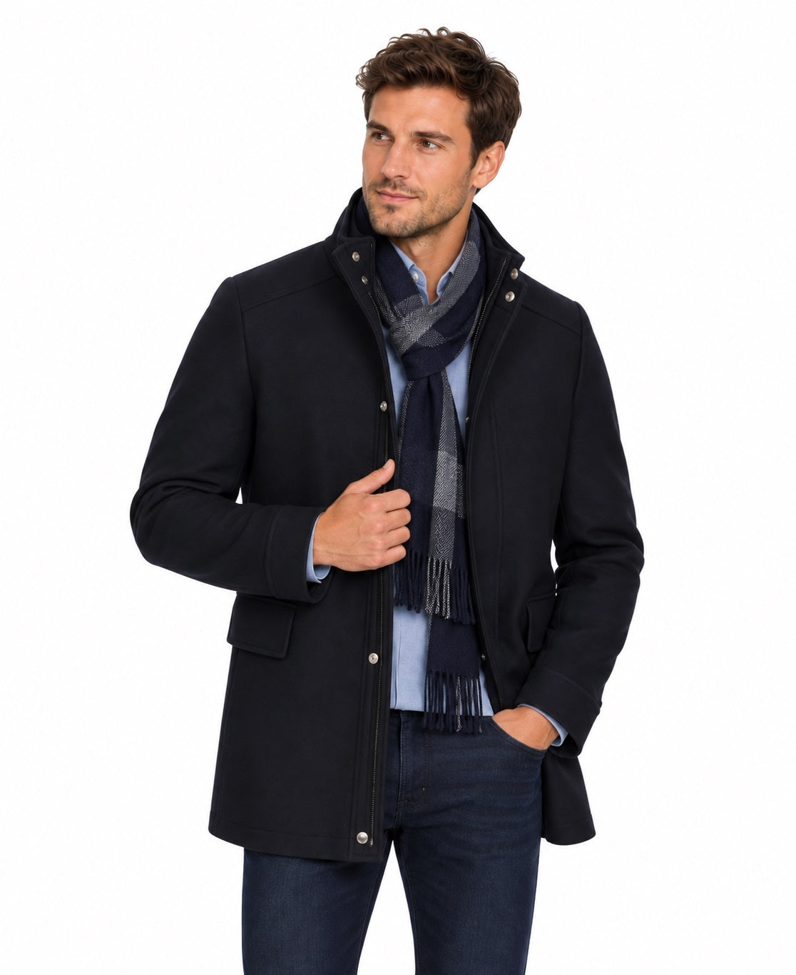 Daniel Grahame Holland Regular Fit Overcoat - Navy